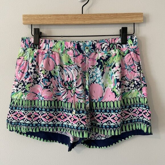 Lilly Pulitzer Pants - Lilly Pulitzer Katia High Tide Pink Abstract Floral Shorts Size XS Lounge Preppy